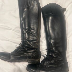 Tall Black Leather Riding Boots